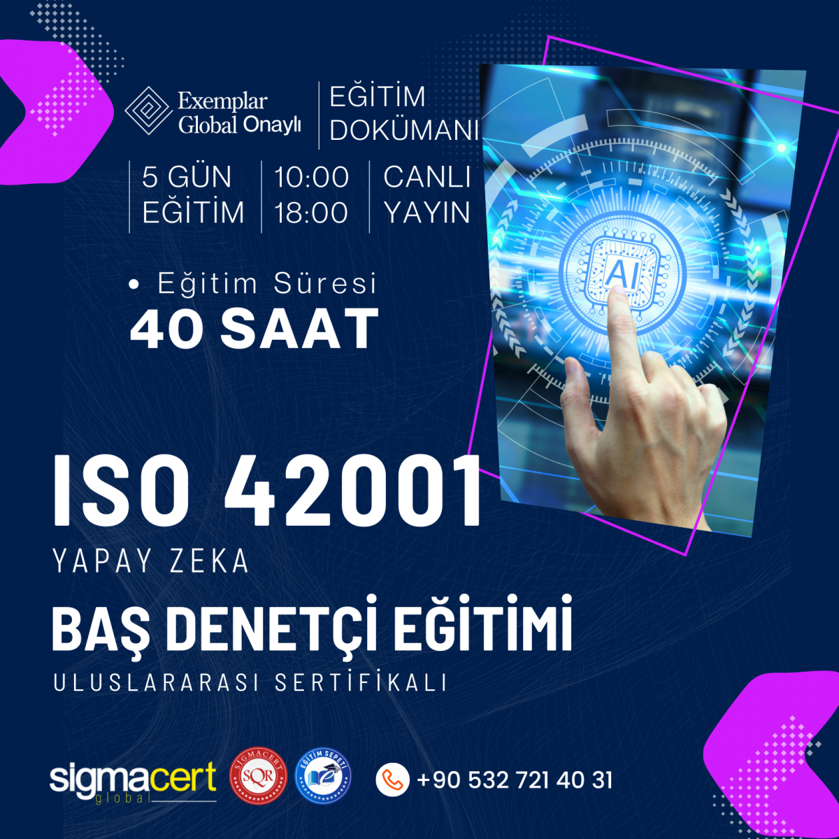 ISO 42001 YAPAY ZEKA BAŞ DENETÇİ EĞİTİMİ - 5 GÜN