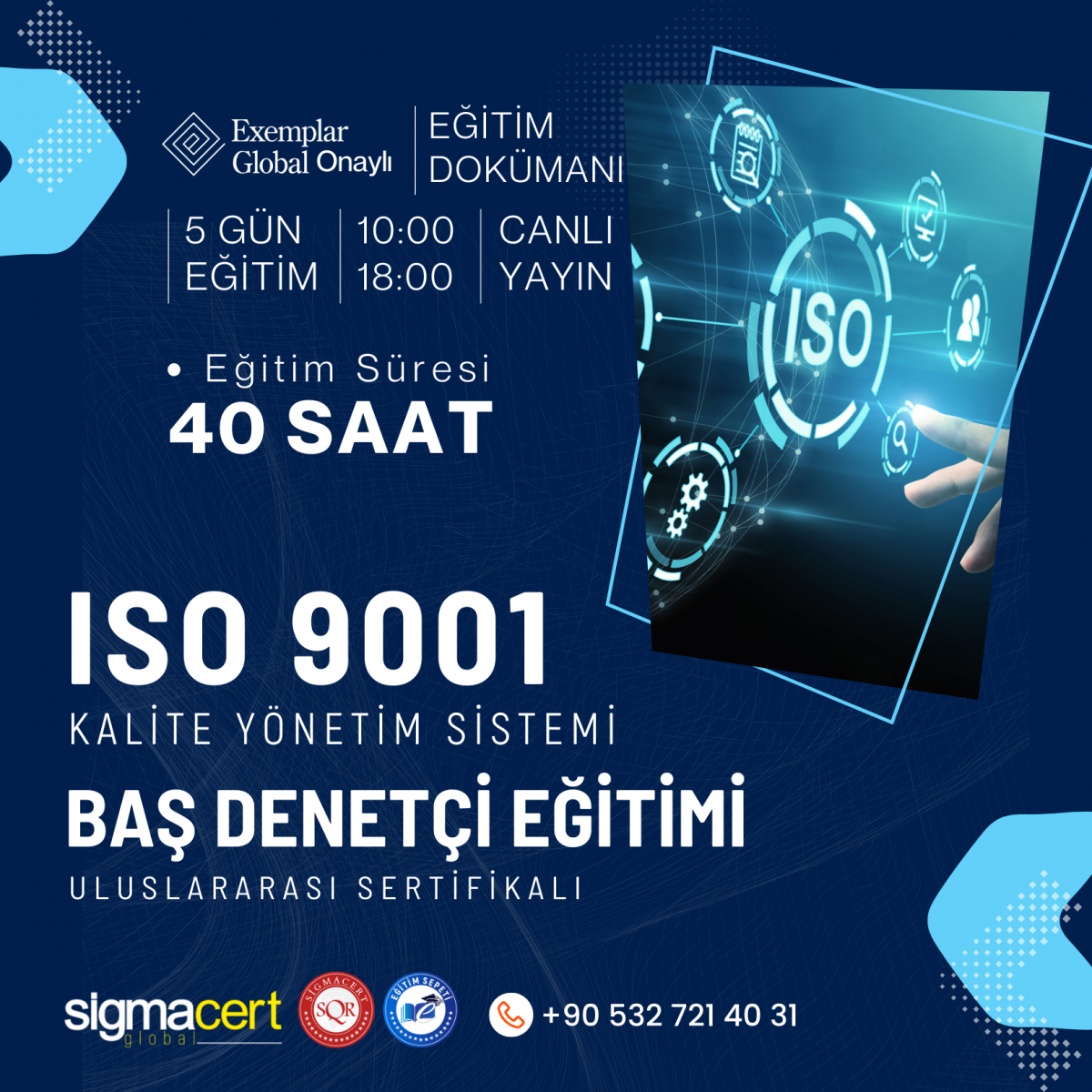 ISO 9001:2015 KALİTE YÖNETİM SİSTEMİ BAŞ DENETÇİLİK EĞİTİMİ - 5 GÜN