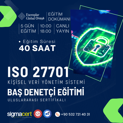 ISO/IEC 27701:2019 KİŞİSEL VERİ YÖNETİM SİSTEMİ BAŞ DENETÇİLİK EĞİTİMİ